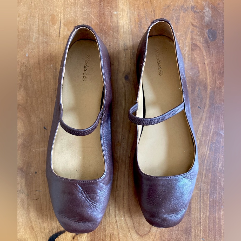 Madewell Greta Ballet Flat in Dark Brown, size 7